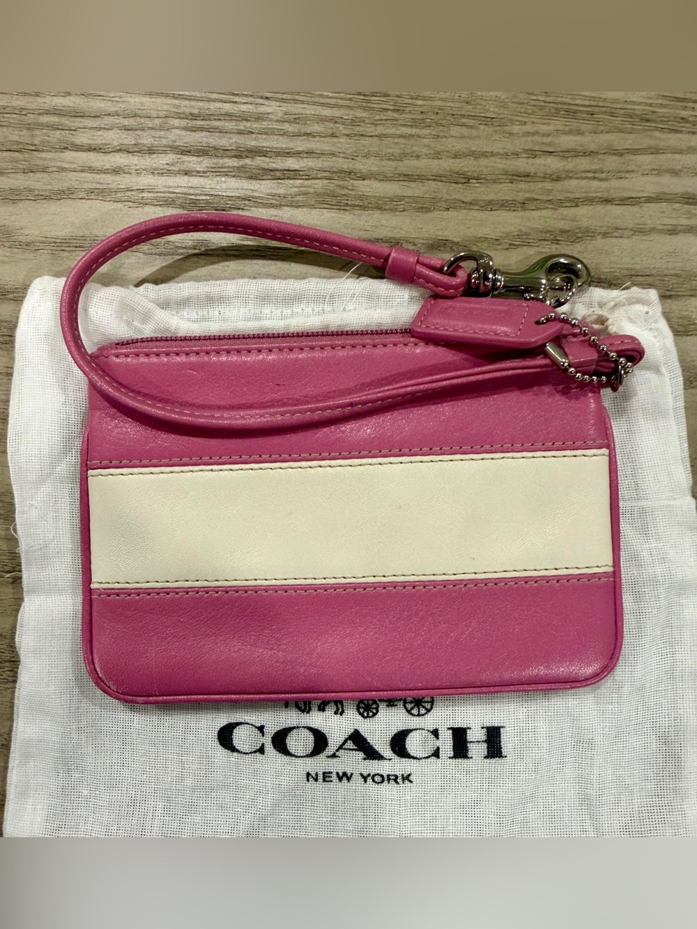 Coach Leather Color Block Wristlet in Pink & White - Picture 2 of 6